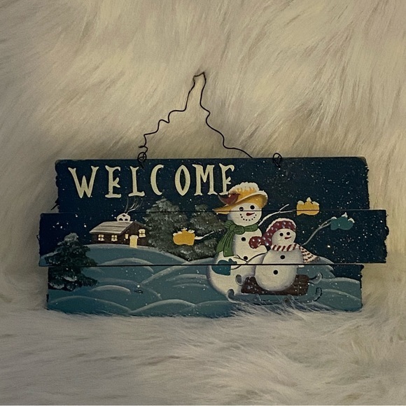 Other - Welcome Snowman Wall Hanging Sign plack Board Christmas Decor